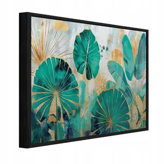 Wallarena Bilder mit Rahmen Blätter Dschungel Grün 120x80 cm , Multicolor , Metall , Recyclingholz , Uni , Rechteckig , 120x80 cm , FSC 100% , 3D-Effekt , Bilder & Rahmen, Bilder, Leinwandbilder