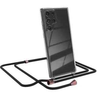EAZY CASE Handykette kompatibel mit Samsung Galaxy S22 Ultra 5G Handyhülle mit Umhängeband, Handykordel mit Schutzhülle, Silikonhülle, Hülle, Stylische Kette für Smartphone, Clips in Rose