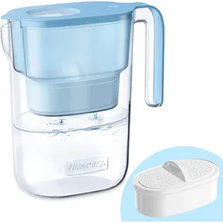 Waterdrop Elfin Wasserfilter Kanne mit 3-Monats-Filter, 2,5 l, Filter zur Reduzierung von Kalk, Chlor, Blei, Kupfer im Wasser, Blau (Ersatzfilter: WD-PF-01A Plus)