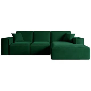 altdecor Ecksofa, Grün, Textil, 6-Sitzer, L-Form, Ottomane rechts, 266x169 cm, Wohnzimmer, Sofas - Couches, Wohnlandschaften, Ecksofas