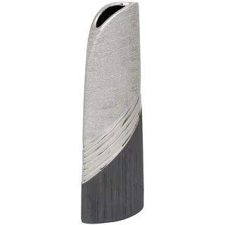 Edle Moderne Deko Designer Keramik Vase in Silber-grau hoch. Maße L/B/H: 13 x 9 x 35cm.