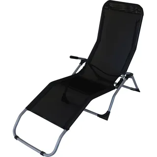 DEGAMO Saunaliege Kippliege Gesundheitsliege Gartenliege Liege SYLT, Stahl + Kunstgewebe schwarz, faltbar - Schwarz, Grau