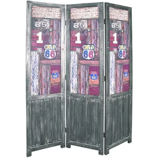 HAKU Möbel Paravent Motiv, Vintage, MDF - Maße: B 130 cm x H 180 cm x T 3 cm, Style: Industrial