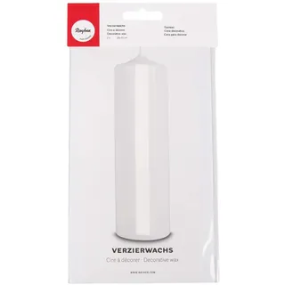 RAYHER HOBBY 3103702 Verzierwachs, weiß, 2 Verzierwachsplatten 20 x 10 cm, Wachsfolie zum Kerzen verzieren, Kerzenwachs, Wachsfolie