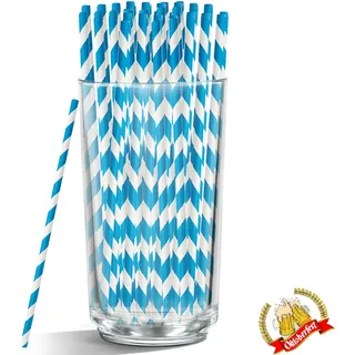 50 Stück Oktoberfest Deko Strohhalm,Bayrische Deko Blau Papier Trinkhalme | Biologisch Abbaubare Trinkhalme,Bayrische Deko für Oktoberfestparty Cocktail Geburtstag Hochzeit