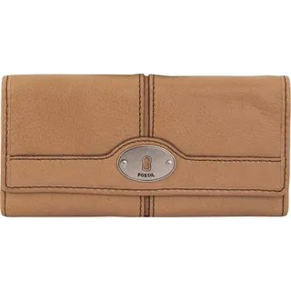 Damen-Geldbörse Fossil Leder-Geldbörse Maddox Flap Clutch Camel Beige