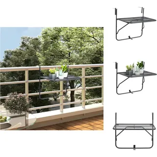 vidaXL Balkontisch Schwarz 60x40 cm Stahl - Gartentische - Schwarz
