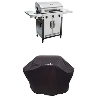 Char-Broil Advantage Series 345S - 3 Brenner Gasgrill mit Seitenbrenner, Edelstahl + Wetterschutzhaube