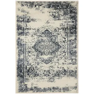 benuta Vintage-Teppich Suki 60/120 cm , Creme, Blau , Kunststoff , Vintage , Rechteckig , 60x120 cm , Oeko-Tex® Standard 100 , für Fußbodenheizung geeignet, in verschiedenen Größen erhältlich, pflegeleicht , Teppiche und Böden, Teppiche, Vintageteppiche