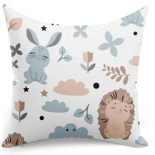 PinkZebra 20 x 20 cm Kissen, Kopfkissen kuschelig ÖKO-TEX, weich Kuschelkissen aus Baumwolle, Igel
