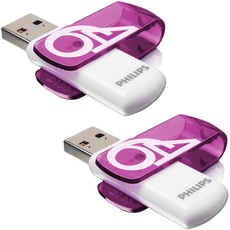 Philips Vivid Edition High Speed 2.0 USB-Flash-Laufwerk 2X 64 GB mit Schwenkkappe für PC, Laptop, Computer Data Storage, Lesegeschwindigkeit bis zu 25 MB/s