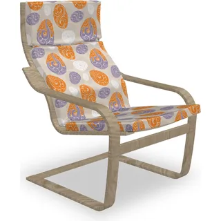 ABAKUHAUS Abstrakt Poäng Sessel Polster, Aufwändige Frühlingsmotive, Sitzkissen mit Stuhlkissen mit Hakenschlaufe und Reißverschluss, Orange Mauve Beige - Orange