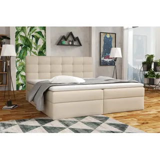 Boxspringbett Schlafzimmerbett DORIANO 180x200cm Kunstleder Soft Beige - Beige