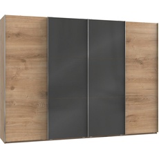 Bild von Schwebetürenschrank »Level by fresh to go«, mit Glastüren und Synchronöffnung, grau Eichefarben - 300x216x65 cm