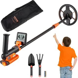 Vevor Metalldetektor Kit für Kinder Multifunktionaler Profi-Detektor mit 2 Modi Metallsuchgerät wasserdichte 15,2cm Spule für Größere Tiefe, mit Schaufel und Tragetasche