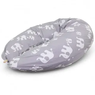 HOBEA-Germany Stillkissen 190 cm x 76 cm XXL Lagerungskissen Schwangerschaftskissen für Baby und Erwachsene Seitenschläferkissen Stillkissen mit Bezug aus Bio Baumwolle, Elefantenfamilie