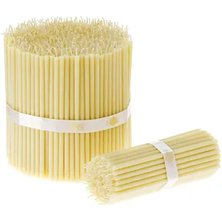 Danilovo 50 Stück Weiß Bienenwachs Kerzen - Orthodoxe Kerzen für Gebet, Rituals, Tischdeko Hochzeit - Ungiftig, Ruß - Tropffrei, Lang, Nachhaltige Produkte, N120, Höhe: 15 cm, Ø 5,4 mm