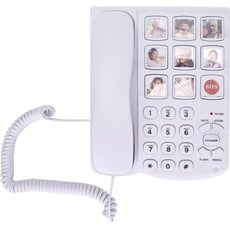 ASHATA Schnurgebundene Telefone, LD‐858HF Großtastentelefon Festnetztelefone für zu Hause, Schnurgebundenes Festnetztelefon mit Verstärktem Fotospeicher für Senioren und ältere Menschen