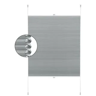 Plissee - Wabenplissee - 50 x 120 cm - Ohne Bohren - Lichtfilternd - Sonnenschutz - Kordelzug - Grau - Grau