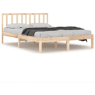 vidaXL Massivholzbett Kiefer 200x200 cm - Braun