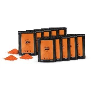 POLVO HOLI - Paket 10 Beutel Holi Pulver von 100 Gramm - 1 Kg Holi-Pulver (Orange)