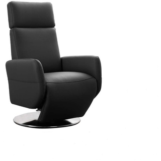 Cavadore TV-Sessel Cobra / Fernsehsessel mit Liegefunktion, Relaxfunktion / Stufenlos verstellbar / Ergonomie L / Belastbar bis 130 kg / 71 x 112 x 82 / Echtleder Schwarz