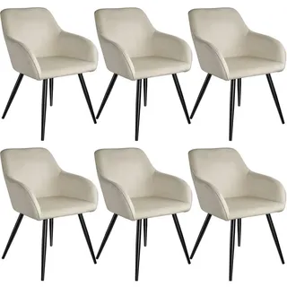 Tectake Marilyn 6 St. Samt creme/schwarz