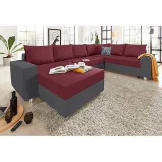 Collection AB Wohnlandschaft »Paris U-Form« mit Federkern, wahlweise mit Bettfunktion und Bettkasten, lila