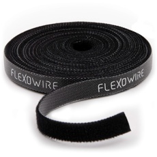 Flexowire Klett Kabelbinder 10mm x 5 m - frei zuschneidbar & wiederverwendbar - Kabelmanagement Klettband Rolle Kabelmanager Klettband Kabelbinder