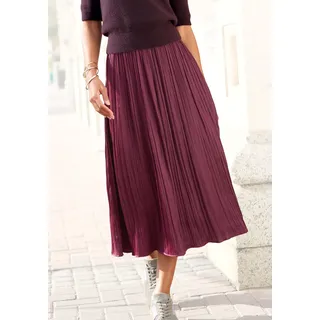 Maxirock LASCANA "mit Plisseefalten aus edel glänzender Ware", Damen, Gr. 46, lila (bordeaux), Web, Obermaterial: 100% Polyester, unifarben, figurumspielend knöchellang, Röcke Maxirock, festlicher Faltenrock, Plisseerock in Midilänge, eleganter Satinrock, Topseller