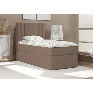 Bett , Boxspringbett , Continentalbett RALI MINI mit Bonell Matratze und Topper , Einzelbett mit Container , H3 ( 100x200 cm , Braun - Itaka 20 , Topper T25 ) - Braun