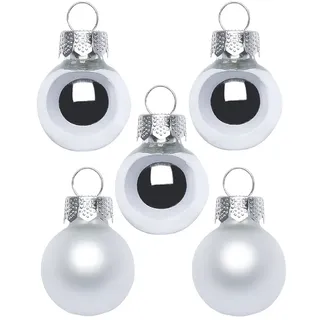 Inge Glas Magic Mini-Weihnachtskugeln 2cm 25 Stück | kleine Christbaumkugeln in Karton-Box (Frosty Silver | weiß Silber)