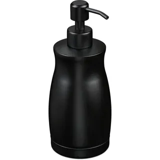 Relaxdays Seifenspender, 400 ml, Edelstahl, nachfüllbar, Seife, schwarz | Duschgel, Badezimmer, Küche, Handseifenspender