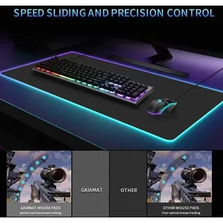 XL Gaming-Tischmatte mit LED-Beleuchtung, Schwarz, XXL, 800 x 300 x 3 mm, Büromatte - Schwarz