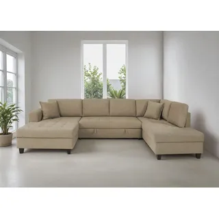 trends by hg Wohnlandschaft Polyester U-Form 3-Sitzer Braun