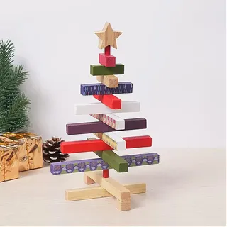 Changjiuhe Weihnachtsbaum Mini Holz Christmas Tree Weihnachtsdeko Künstlich für Weihnachtsdeko, Tischdeko, DIY, Schaufenster, Weihnachtsdorf (28cm Drehbarer