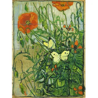 Artery8 Vincent Van Gogh Schmetterlinge und Mohnblumen Großer mehrteiliger Druck