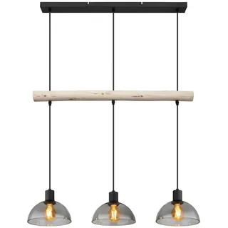 Globo Hängeleuchte , Naturfarben, Schwarz , Holz, Metall, Glas , 20x120x80 cm , Lampen & Leuchten, Innenbeleuchtung, Hängeleuchten, Pendelleuchten