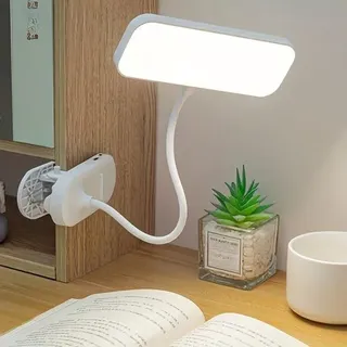 Flexible Arbeitsleuchte mit Schwanz, dimmbar, LED-Arbeitsleuchte mit 3 Helligkeitsstufen und Touchbedienung, kinderfreundlich, Nachttischleuchte, USB-Ladefunktion, verstellbare Clip-on LED-Lichtstreifen mit Touchfunktion. - Weiß