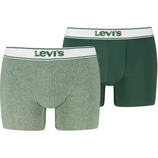 Boxer LEVI'S "LEVIS MEN VNTG HTR BOXER BRIEF 2P", Herren, Gr. L, grün (khaki), Obermaterial: 95% Baumwolle, 5% Elasthan, körpernah, Unterhosen Boxer, ohne Eingriff, uni, meliert, Logo-Bund, elastisch