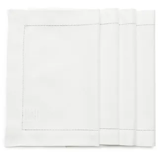 Solino Home Tischsets aus Baumwoll-Leinen, Weiß, 4 Stück, natürlicher Stoff, Hohlsaum, 35,6 x 48,3 cm, maschinenwaschbar, für Herbst, Halloween, Erntedankfest, Weihnachten - handgefertigt