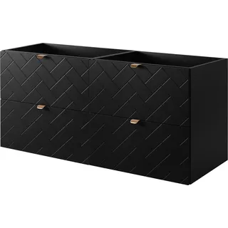 Badezimmerschrank, Schwarz mit goldener Griff, 120 x 57 x 46 cm - Schwarz
