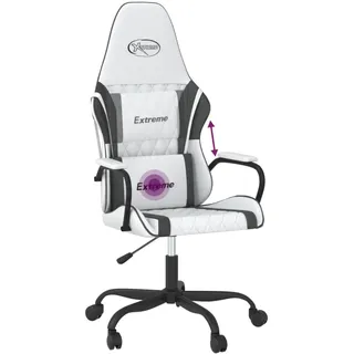 vidaXL Gaming-Stuhl mit Massagefunktion Weiß und Schwarz Kunstleder - Weiß