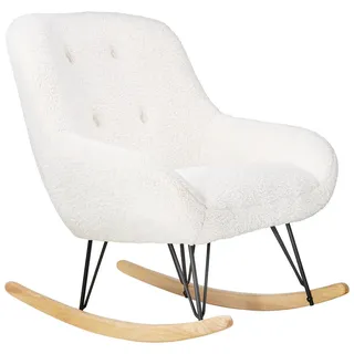 Mid.you Schaukelstuhl , Weiß , Holz, Metall , Eiche , massiv , 75x88x105 cm , Wohnzimmer, Sessel, Polstersessel
