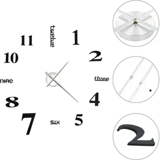 vidaXL 3D-Wanduhr Modernes Design 100 cm XXL Schwarz - Schwarz