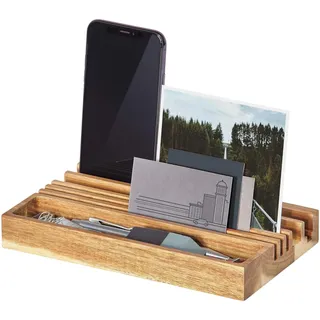 Gentlemen's Hardware Schreibtisch-Organizer aus Holz mit Telefonständer – enthält Stauraum für Stifte, Visitenkarten und andere kleine Gegenstände – 100% recycelbare Verpackung.