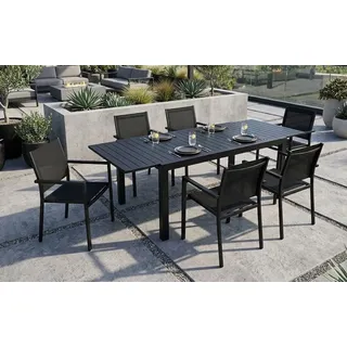 Gardissimo LIFE 7tlg. Alu Gartenmöbel Set Sitzgarnitur stapelbar mit Ausziehtisch