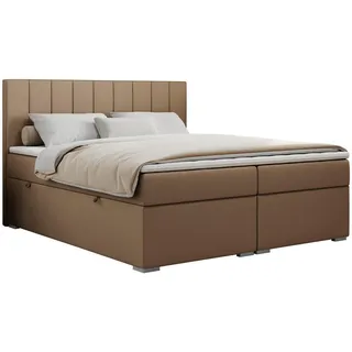 MKS Meble Boxspringbett mit 2 Bettkästen, Matratze und Topper, Polsterbett - Ally - 200x200cm - Braun - H3 - Braun