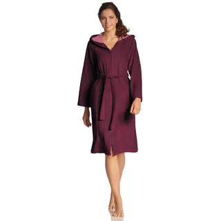 Damenbademantel VOSSEN "Palermo, ideal für Sauna & Spa, Hotelbademantel, Morgenmantel" Gr. XL, rot (burgund), L:110cm, Wirkfrottee, Hausmäntel, Damenbademantel, mit Kapuze & Reißverschluss