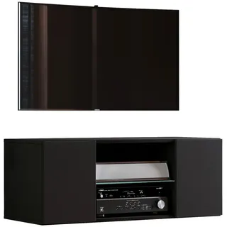 VCM Jusa Lowboard 95 x 40 x 36 cm Schwarz Glas/Holz
